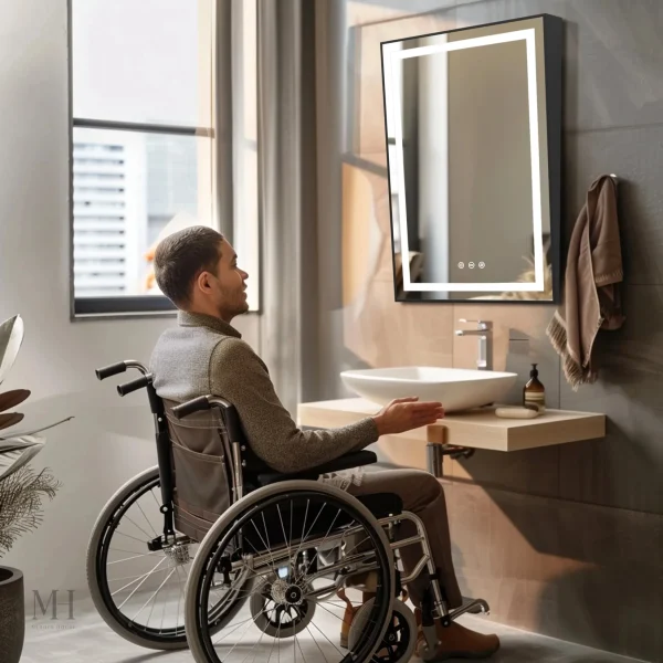 miroir-salle-de-bain-led-1 Miroir LED antibuée inclinable pour salle de bain