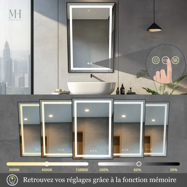 Miroir inclinable adapté aux personnes à mobilité réduite