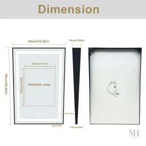 Miroir lumineux antibuée pour une utilisation dans la salle de bain