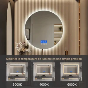 Miroir LED anti-buée pour salle de bain moderne