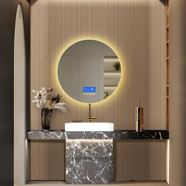 Miroir rond avec fonction anti-buée pratique