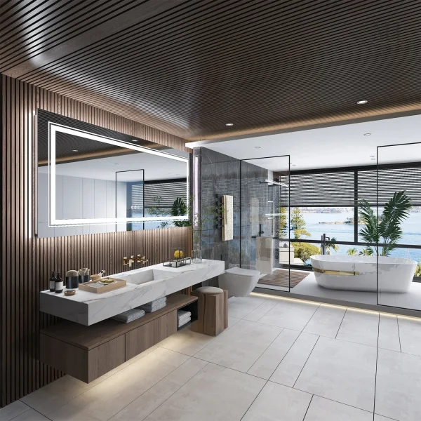 Miroir de salle de bain moderne avec éclairage LED