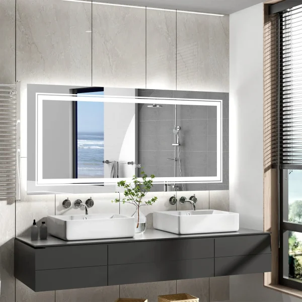 Miroir lumineux pratique pour salle de bain antibuée