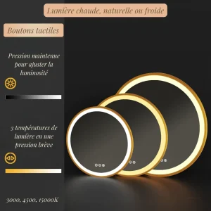 Miroir de salle de bain LED 80 cm, design moderne et pratique