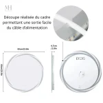 Miroir de salle de bain LED rond 60 cm avec fonction anti-buée