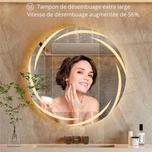 Miroir lumineux 60 cm pour salle de bain, design rond