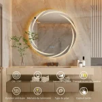 Miroir de salle de bain rond avec éclairage LED intégré