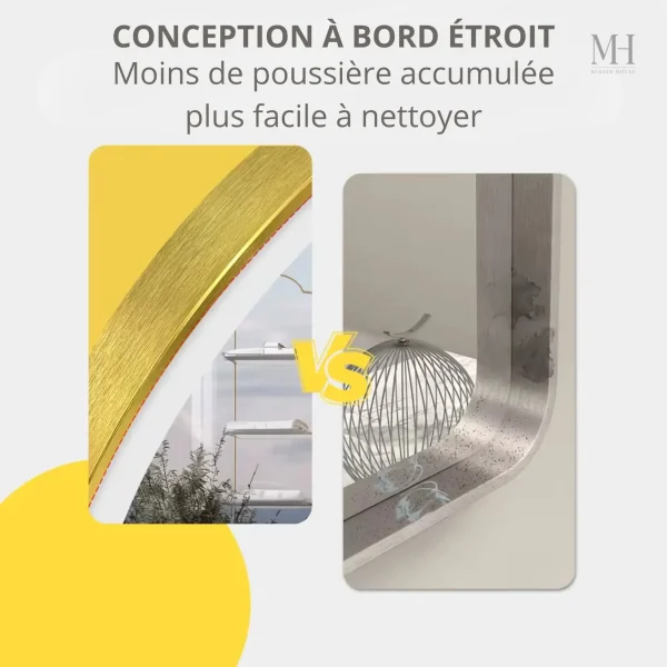 Miroir LED Ronde avec Finition Or Brossé