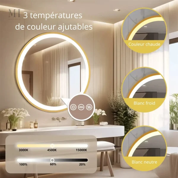 Miroir Salle de Bain avec Éclairage Tactile