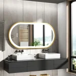 Miroir LED Élégant avec Cadre en Doré pour Salle de Bain