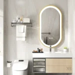 Miroir de Salle de Bain Éclatant avec Cadre Doré