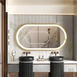 Miroir Salle de Bain avec Éclairage Doux et Doré