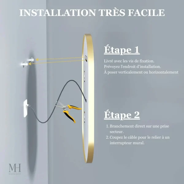 Miroir Ovale avec Lumière Intégrée et Antibuée
