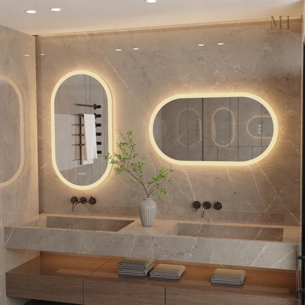 Miroir Design Arrondi avec Fonction Antibuée