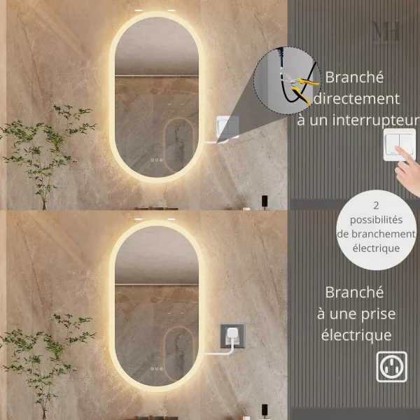 Miroir Salle de Bain avec Éclairage Intégré