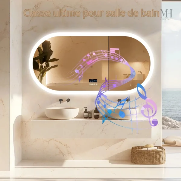 Miroir de salle de bain élégant avec rétroéclairage