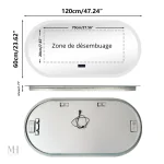 Miroir lumineux pour salle de bain, dimensions 120x60 cm