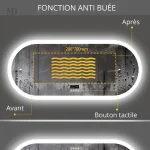 Miroir rétro chic pour salle de bain, éclairage LED