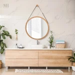 Miroir Rond en Bois 38 cm - Style Scandinave