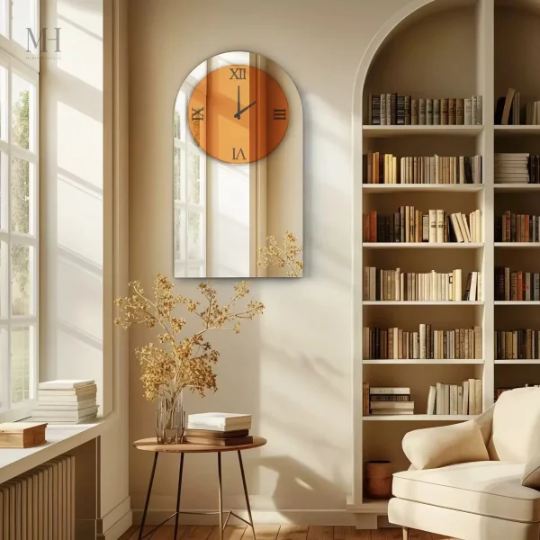 Élément décoratif moderne, miroir avec fonction horloge
