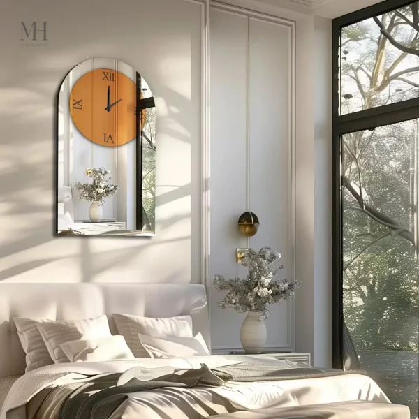 Miroir chic pour salon, style bicolore raffiné