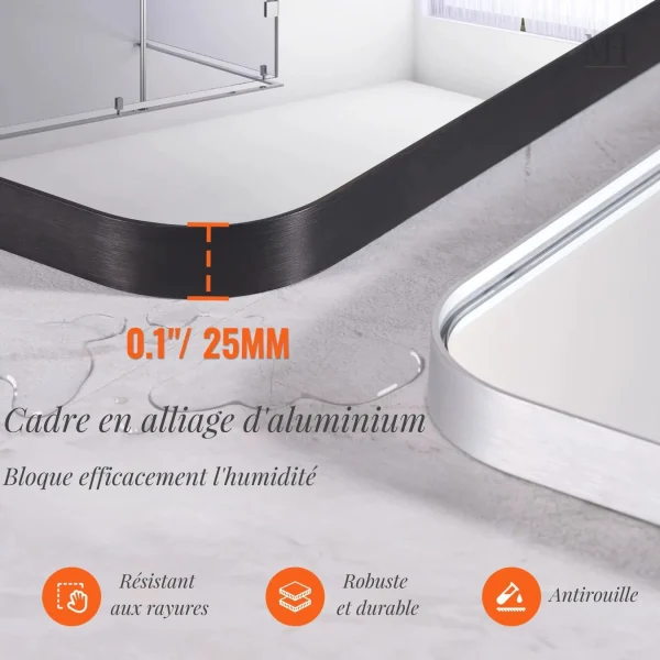Miroir moderne 140 cm pour salle de bain élégante