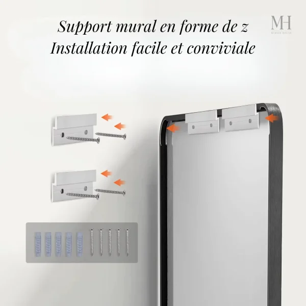 Grand miroir de salle de bain au design contemporain