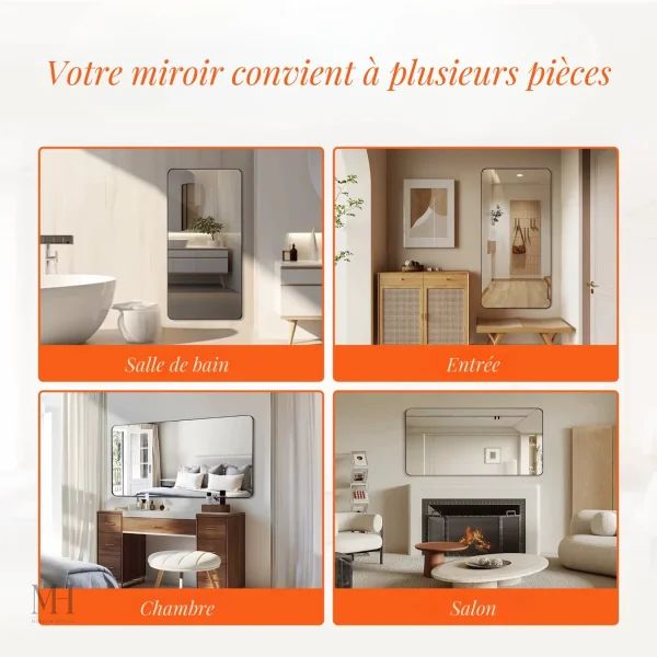 Miroir salle de bain 140 cm, style épuré et chic