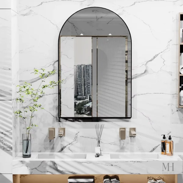 Miroir arqué pour salle de bain, 70 par 100 cm