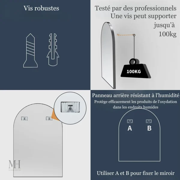Miroir simple 70x100, style épuré pour votre espace salle de bain
