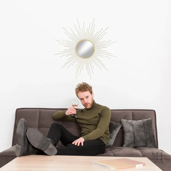 Miroir soleil brillant, style contemporain et rayonnant