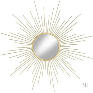 Miroir décoratif doré, parfait pour un intérieur moderne