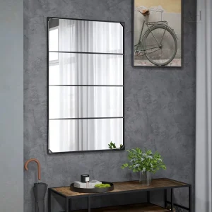 Miroir industriel métal noir 109×69 cm