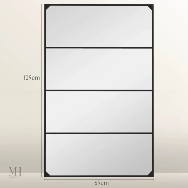 Miroir noir grand format, style industriel