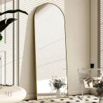 Miroir sur pied doré arrondi plein hauteur 52x160 cm