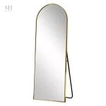 Miroir grand format sur pied doré 52x160 cm