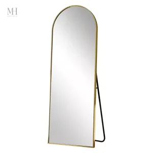 Miroir grand format sur pied doré 52x160 cm