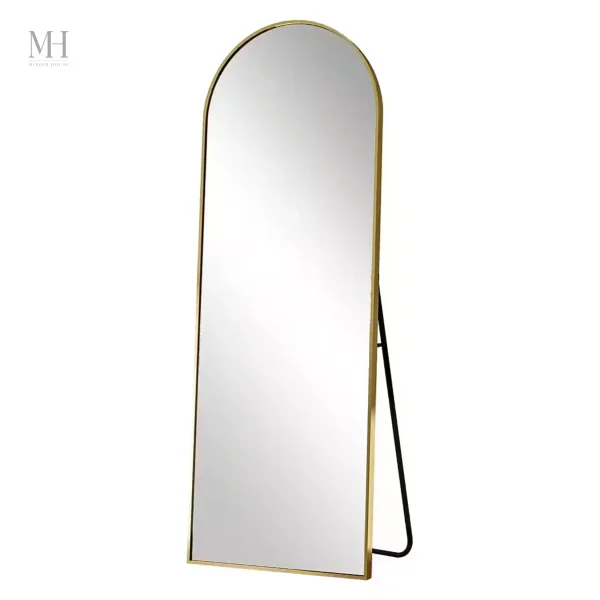 Miroir grand format sur pied doré 52x160 cm