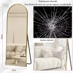 Miroir plein hauteur doré, parfait pour la décoration intérieure