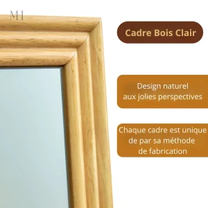 Miroir grand format sur pied en bois naturel
