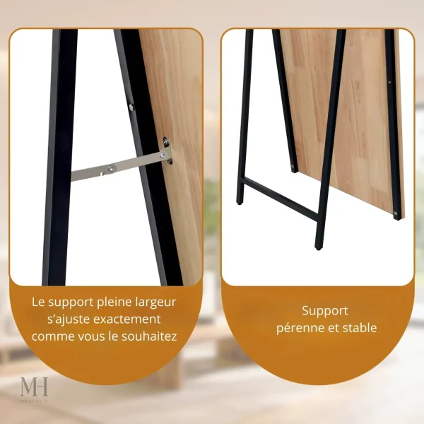 Miroir décoratif sur pied en pin solide