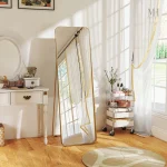 Miroir en métal doré, design contemporain 160x50 cm