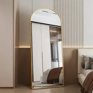 Miroir sur pied doré 180x80 cm, élégant et polyvalent