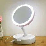 Miroir sur pied pliable grossissant x10 avec rangement