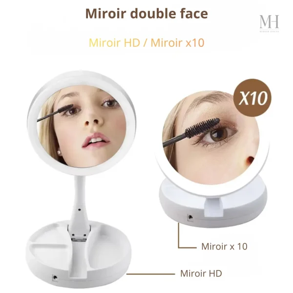 Accessoire de beauté miroir avec grossissement x10