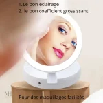 Miroir de maquillage sur pied avec éclairage LED intégré