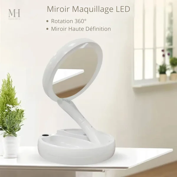 Miroir pliable avec rangement pour une organisation optimale
