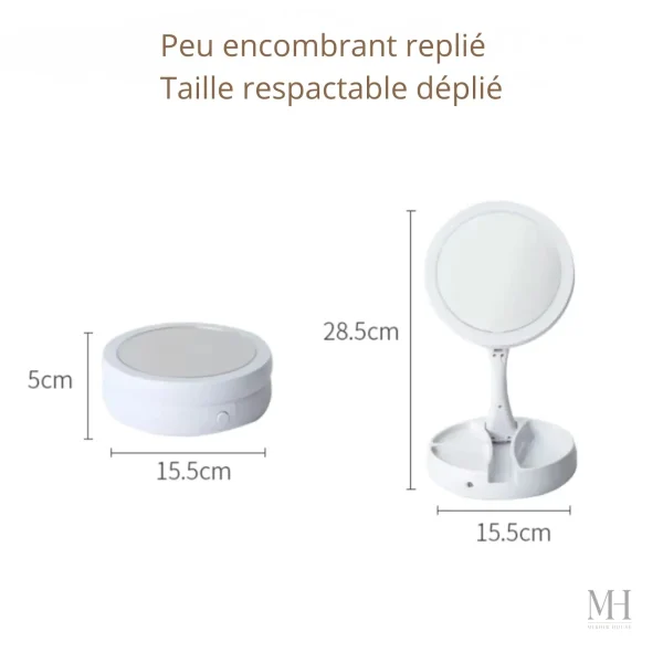 Miroir grossissant x10 pour un make-up précis et détaillé