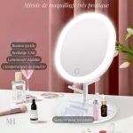 Miroir de maquillage sur pied avec éclairage ajustable