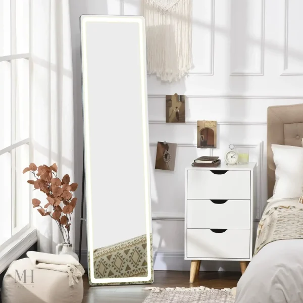 Miroir sur pied lumineux avec design moderne